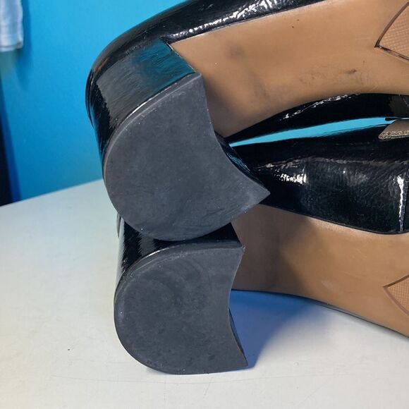 Franco Sarto Womens Heels Size 7 / 37 Black Patent Leather 3" Block Heel Shoes - Picture 14 of 15